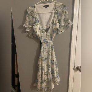 Lulu's Blue and Green Floral High Low Dress